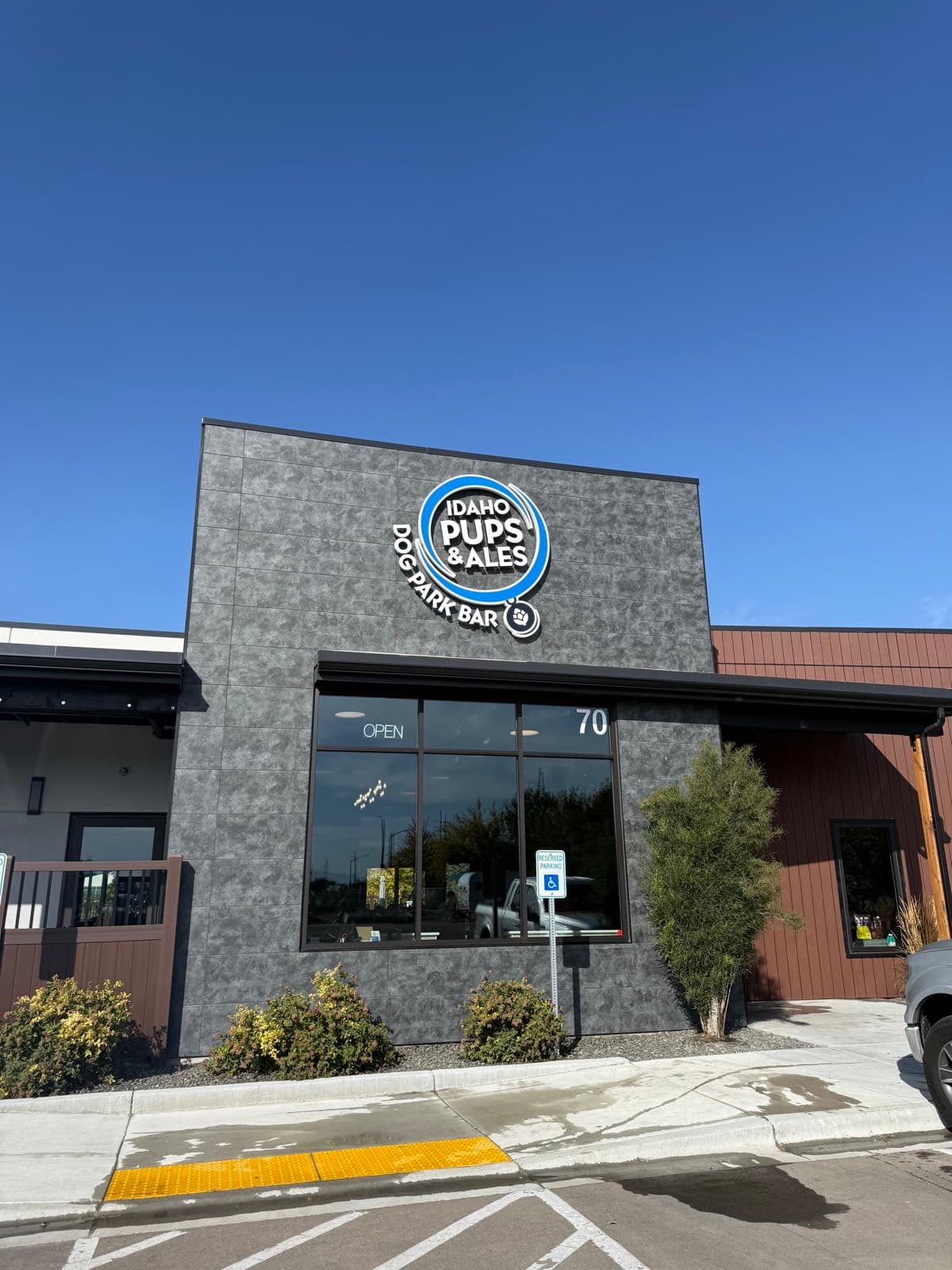 Storefront windows cleaned for a Treasure Valley dog park bar